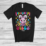 MacnyStore - Personalized Custom Name Egg Hunting Vibes; Lovely Easter Floral Bunny Face; Flowers Family T-Shirt