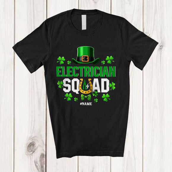 MacnyStore - Personalized Custom Name Electrician Squad; Amazing St. Patrick's Day Leprechaun Hat; Family T-Shirt