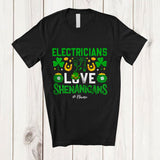 MacnyStore - Personalized Custom Name Electricians Love Shenanigans; Proud St. Patrick's Day Jobs Shamrock T-Shirt