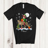 MacnyStore - Personalized Custom Name Elf Riding A Cheetah; Amazing Christmas Snowing Cheetah Wild Animal T-Shirt