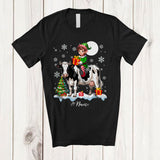 MacnyStore - Personalized Custom Name Elf Riding A Cow; Amazing Christmas Snowing Cow Farm Farmer T-Shirt