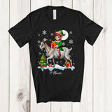 MacnyStore - Personalized Custom Name Elf Riding A Goat; Amazing Christmas Snowing Goat Farm Farmer T-Shirt