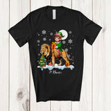 MacnyStore - Personalized Custom Name Elf Riding A Lion; Amazing Christmas Snowing Lion Wild Animal T-Shirt