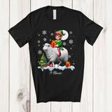MacnyStore - Personalized Custom Name Elf Riding A Sheep; Amazing Christmas Snowing Sheep Farm Farmer T-Shirt