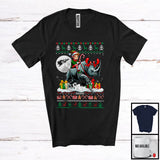 MacnyStore - Personalized Custom Name Elf Riding Rhino; Lovely Christmas Sweater Elf Wild Animal; X-mas Moon T-Shirt