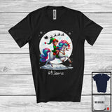 MacnyStore - Personalized Custom Name Elf Riding Unicorn, Joyful Christmas Moon Snow Unicorn, X-mas Team T-Shirt