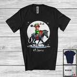 MacnyStore - Personalized Custom Name Elf Riding Zebra, Joyful Christmas Moon Snow Zebra, X-mas Team T-Shirt