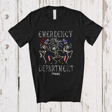 MacnyStore - Personalized Custom Name Emergency Department; Amusing 4th of July 3 Skeletons Nurse T-Shirt