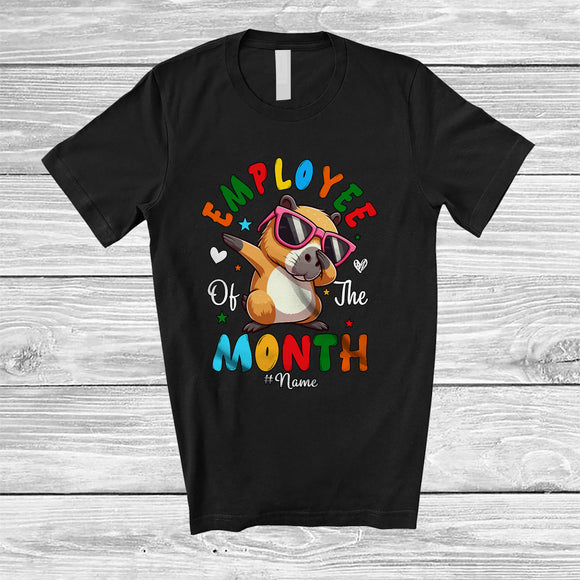 MacnyStore - Personalized Custom Name Employee Of The Month; Joyful Dabbing Capybara Women Girl Family T-Shirt