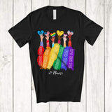 MacnyStore - Personalized Custom Name Equal Rights; Proud LGBTQ Month Pride Hands Hearts; Gay Rainbow T-Shirt