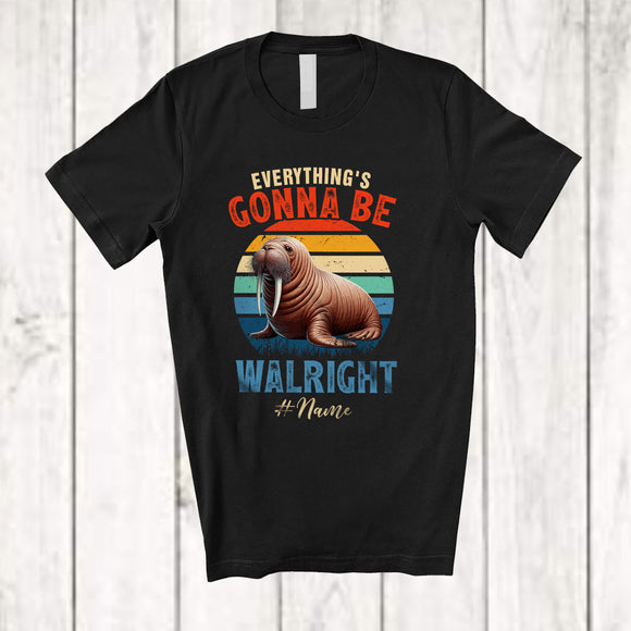 MacnyStore - Personalized Custom Name Everything's Gonna Be Walright; Lovely Alright Walrus Vintage Retro T-Shirt