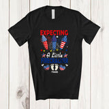 MacnyStore - Personalized Custom Name Expecting A Little Firecracker; Joyful Pregnancy Patriotic 4th of July T-Shirt