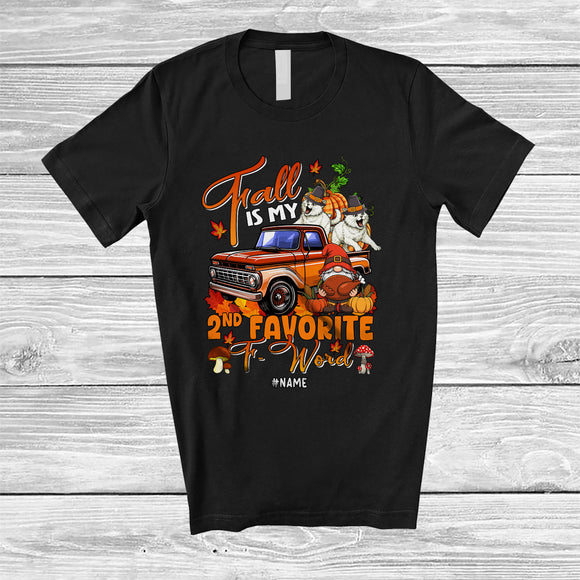 MacnyStore - Personalized Custom Name Fall Is My 2nd Favorite F-Word; Joyful Thanksgiving Cat Pickup T-Shirt