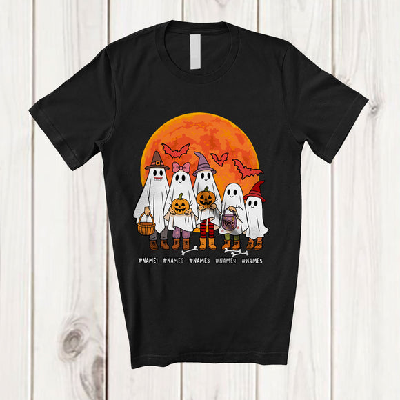 MacnyStore - Personalized Custom Name Family Cosplay Boo Ghost; Joyful Halloween Costume Ghost Moon T-Shirt