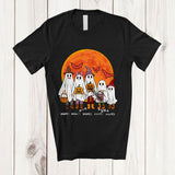 MacnyStore - Personalized Custom Name Family Cosplay Boo Ghost; Joyful Halloween Costume Ghost Moon T-Shirt