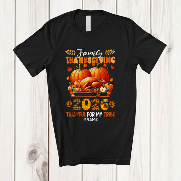 MacnyStore - Personalized Custom Name Family Thanksgiving 2026; Lovely Leopard Plaid Turkey Pumpkin T-Shirt