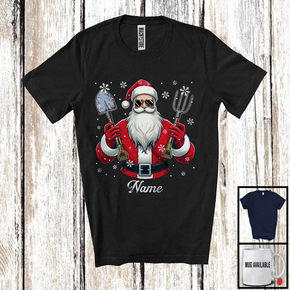 MacnyStore - Personalized Custom Name Farmer Santa, Joyful Christmas Santa Snowing, Careers Group T-Shirt