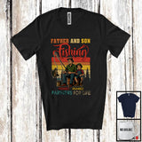 MacnyStore - Personalized Custom Name Father And Son Fishing Partners; Proud Father's Day Family; Vintage Retro T-Shirt