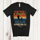 MacnyStore - Personalized Custom Name Father Daughter Hiking; Proud Father's Day Family; Vintage Retro T-Shirt
