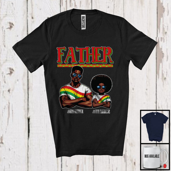 MacnyStore - Personalized Custom Name Father Daughter, Proud Father's Day Juneteenth Black, Afro Family T-Shirt
