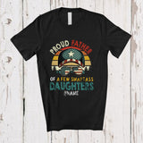 MacnyStore - Personalized Custom Name Father Of Smartass Daughters; Proud Father's Day Family; Vintage Retro T-Shirt