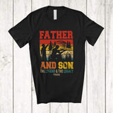 MacnyStore - Personalized Custom Name Father Son Legend Legacy; Proud Father's Day Hunting Vintage Retro T-Shirt