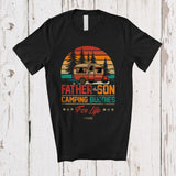 MacnyStore - Personalized Custom Name Father and Son Camping Buddies; Joyful Father's Day Vintage Retro T-Shirt