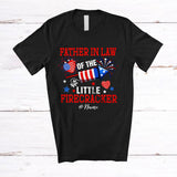 MacnyStore - Personalized Custom Name Father in law Of The Little Firecracker; Lovely 4th Of July Family Patriotic T-Shirt