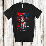 MacnyStore - Personalized Custom Name Feral But Free; Awesome 4th Of July American Flag Goat Farmer T-Shirt
