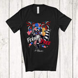 MacnyStore - Personalized Custom Name Feral and Free; Humorous 4th Of July US Flag Raccoon Hotdog; Patriotic T-Shirt