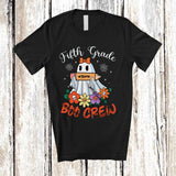 MacnyStore - Personalized Custom Name Fifth Grade Boo Crew; Lovely Halloween Ghost Flowers; Students Teacher T-Shirt