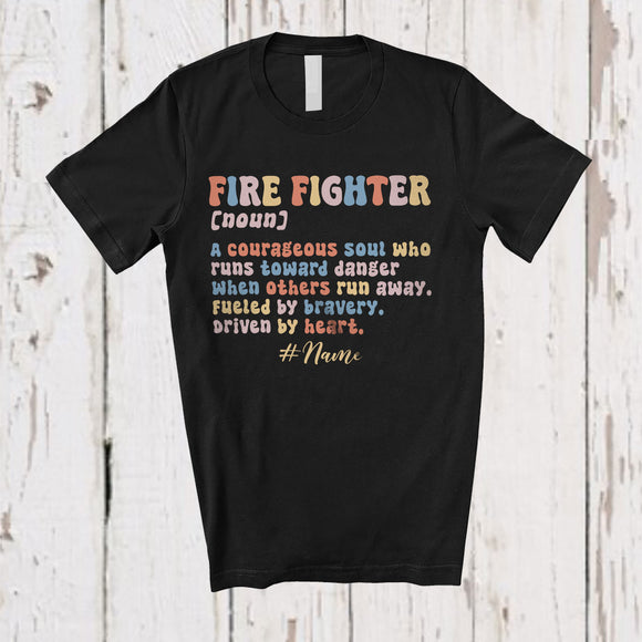 MacnyStore - Personalized Custom Name Firefighter Definition; Humorous Groovy Firemen Firefighter; Family T-Shirt