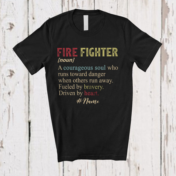 MacnyStore - Personalized Custom Name Firefighter Definition; Humorous Vintage Firemen Firefighter; Family T-Shirt