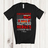 MacnyStore - Personalized Custom Name Firefighter Mom I Raised Mine; Proud Mother's Day US Flag; Family T-Shirt