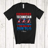 MacnyStore - Personalized Custom Name Fireworks Technician Running; Humorous 4th Of July US Flag Patriotic T-Shirt