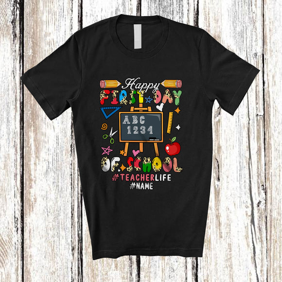 MacnyStore - Personalized Custom Name First Day Of School Teacher; Amusing Back To School Tools Leopard T-Shirt