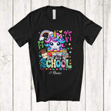MacnyStore - Personalized Custom Name First Day Of School; Adorable Unicorn Face Girl; Teacher Students T-Shirt