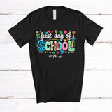 MacnyStore - Personalized Custom Name First Day Of School; Lovely Leopard Coquette; Students Teacher T-Shirt