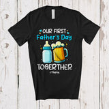 MacnyStore - Personalized Custom Name First Father's Day Together; Humorous Father's Day Milk Bottle Beer T-Shirt