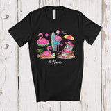 MacnyStore - Personalized Custom Name Flamingo Beach Collection; Lovely Summer Vacation Chill Swimming T-Shirt