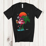 MacnyStore - Personalized Custom Name Flamingo Drinking Beer; Humorous Christmas In July Summer Drunker T-Shirt
