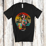 MacnyStore - Personalized Custom Name Flamingo Drinking Cocktail; Joyful Summer Vacation Flamingo Hawaiian T-Shirt