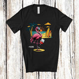 MacnyStore - Personalized Custom Name Flamingo Drinking Wine; Cheerful Summer Vacation Alcohol Drunker T-Shirt