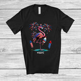 MacnyStore - Personalized Custom Name Flamingo Ice Cream; Joyful 4th Of July American Flag; Patriotic T-Shirt