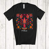 MacnyStore - Personalized Custom Name Floral Lobster; Adorable Flowers Lobster Ocean Sea Animal T-Shirt