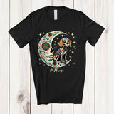 MacnyStore - Personalized Custom Name Floral Moon Skeleton Beagle; Scary Dia De Los Muertos Halloween T-Shirt