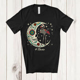 MacnyStore - Personalized Custom Name Floral Moon Skeleton Flamingo; Scary Dia De Los Muertos Halloween T-Shirt