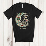 MacnyStore - Personalized Custom Name Floral Moon Skeleton Pit Bull; Scary Dia De Los Muertos Halloween T-Shirt