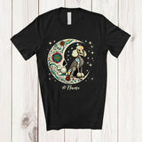 MacnyStore - Personalized Custom Name Floral Moon Skeleton Poodle; Scary Dia De Los Muertos Halloween T-Shirt