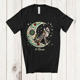 MacnyStore - Personalized Custom Name Floral Moon Skeleton Shelties; Scary Dia De Los Muertos Halloween T-Shirt